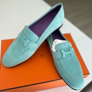 Hermes Paris Loafers Turquoise size 39, NEW